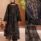Black & Gold Dhanak — 3-Piece Unstitched Suit; model styling view 1.