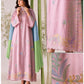 Blush Floral Dhanak — 3-Piece Unstitched Suit; model styling view 3.