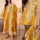 Mustard Embroidered Dhanak — 3-Piece Unstitched Suit; model styling view 3.