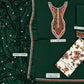 Embroidered Neckline Dhanak — 3-Piece Unstitched Suit in Forest Green; supplied design and embroidery detail 7.