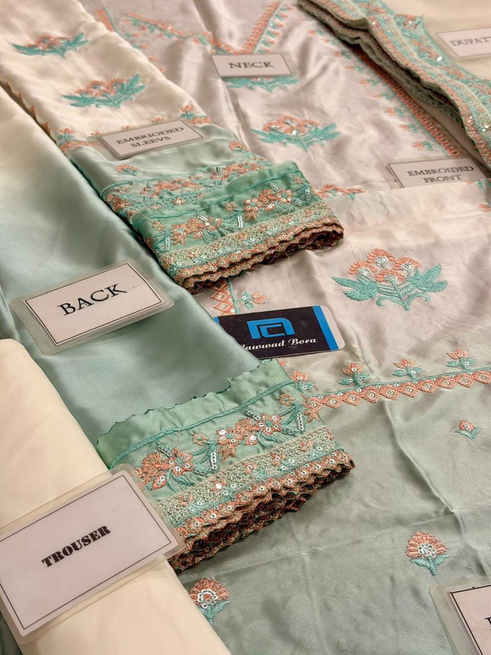 ACL-FC37-26 Embroidered Silk — 3-Piece Unstitched Suit; supplied design and embroidery detail 3.