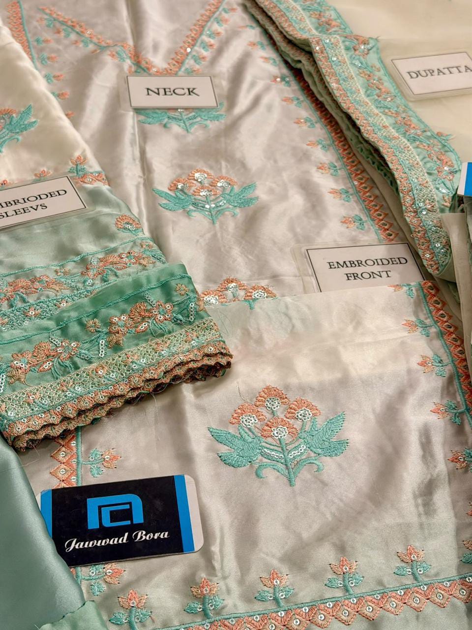 ACL-FC37-26 Embroidered Silk — 3-Piece Unstitched Suit; supplied design and embroidery detail 4.