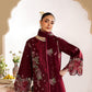 Burgundy Floral Dhanak — 3-Piece Unstitched Suit; supplied design and embroidery detail 4.