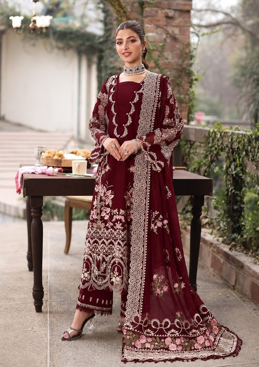 Cutwork Shawl Dhanak — 3-Piece Unstitched Suit; model styling view 3.