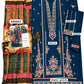Floral Shawl Dhanak — 3-Piece Unstitched Suit in Navy; supplied design and embroidery detail 4.
