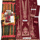 Floral Shawl Dhanak — 3-Piece Unstitched Suit in Maroon; supplied design and embroidery detail 5.