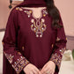 6218 Burgundy Dhanak — 2-Piece Unstitched Suit; supplied design and embroidery detail 1.