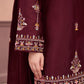 6218 Burgundy Dhanak — 2-Piece Unstitched Suit; supplied design and embroidery detail 2.