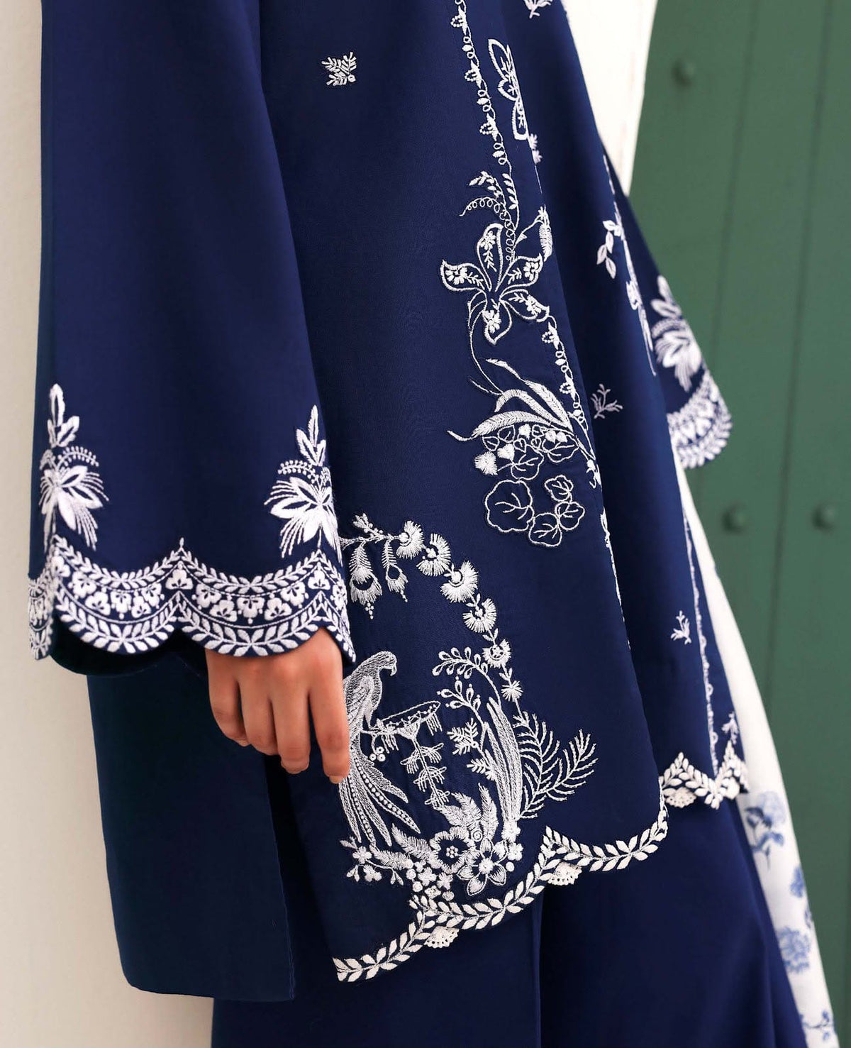 6219 Navy & Ivory Dhanak - 3-Piece Unstitched Suit; original photograph 1, supplied unstitched.