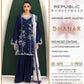6219 Navy & Ivory Dhanak - 3-Piece Unstitched Suit; original photograph 2, supplied unstitched.