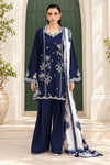 6219 Navy & Ivory Dhanak - 3-Piece Unstitched Suit; front view showing the supplied design as a tailoring presentation.