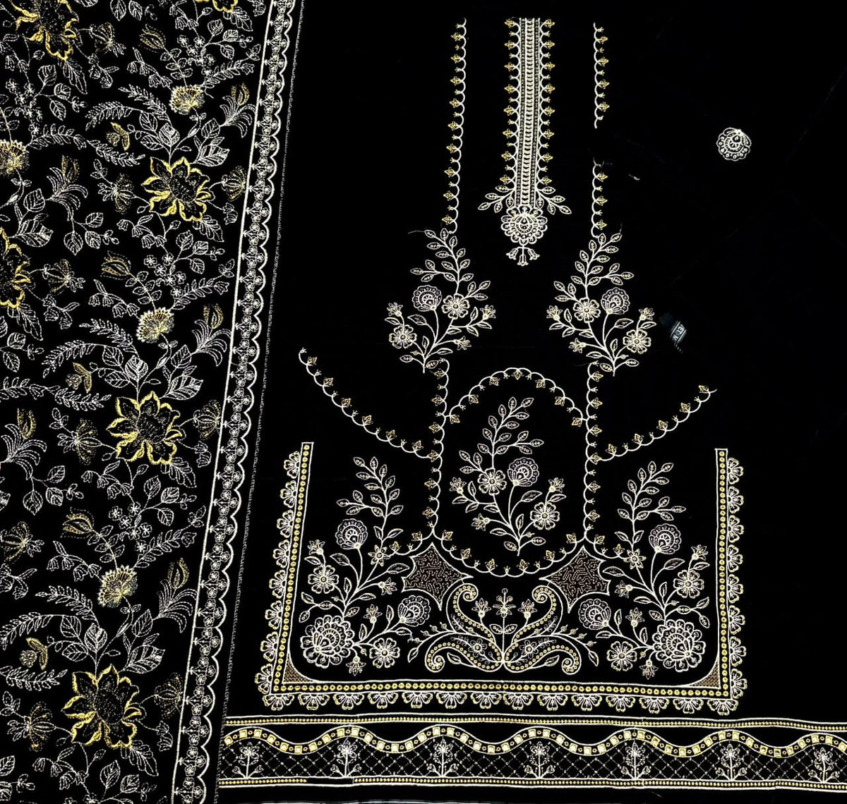 Ornate Embroidered Velvet - 3-Piece Unstitched Suit; original photograph 2, supplied unstitched.