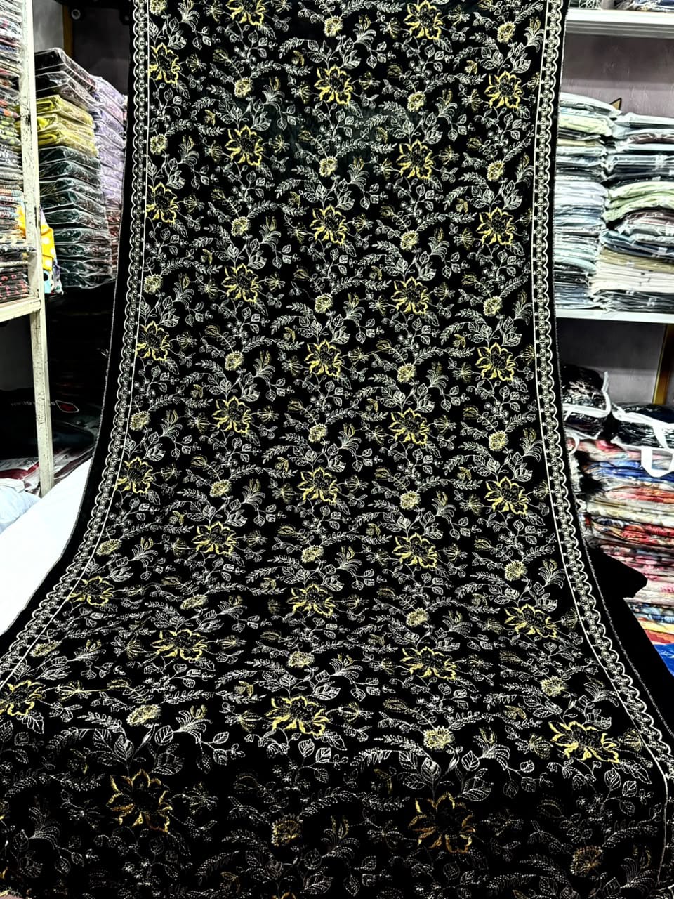 Ornate Embroidered Velvet - 3-Piece Unstitched Suit; original photograph 3, supplied unstitched.