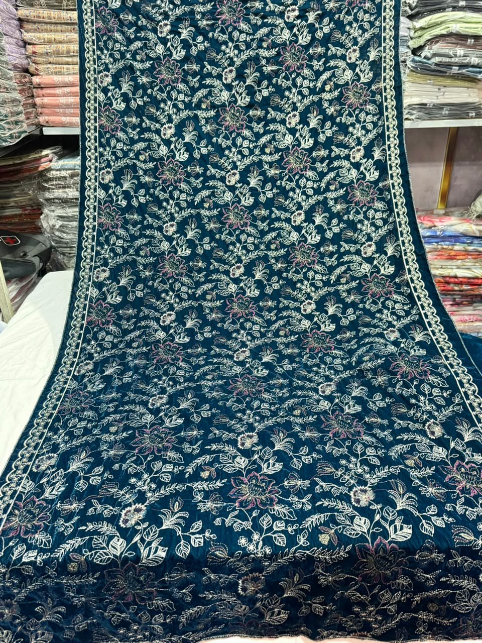 Ornate Embroidered Velvet - 3-Piece Unstitched Suit; original photograph 4, supplied unstitched.