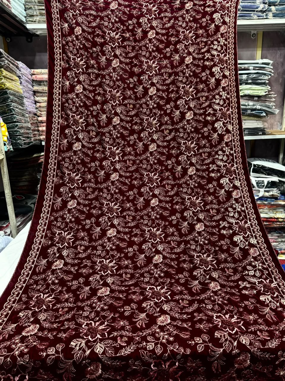 Ornate Embroidered Velvet - 3-Piece Unstitched Suit; original photograph 7, supplied unstitched.