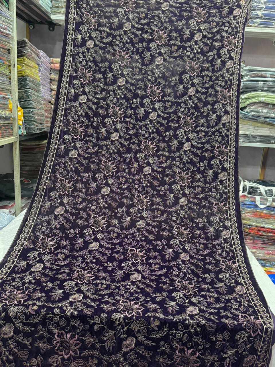 Ornate Embroidered Velvet - 3-Piece Unstitched Suit; original photograph 12, supplied unstitched.