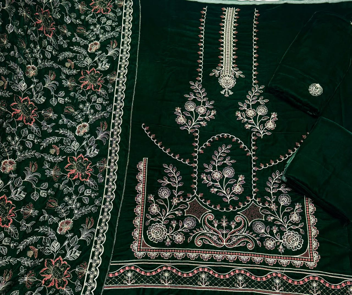Ornate Embroidered Velvet - 3-Piece Unstitched Suit; original photograph 15, supplied unstitched.
