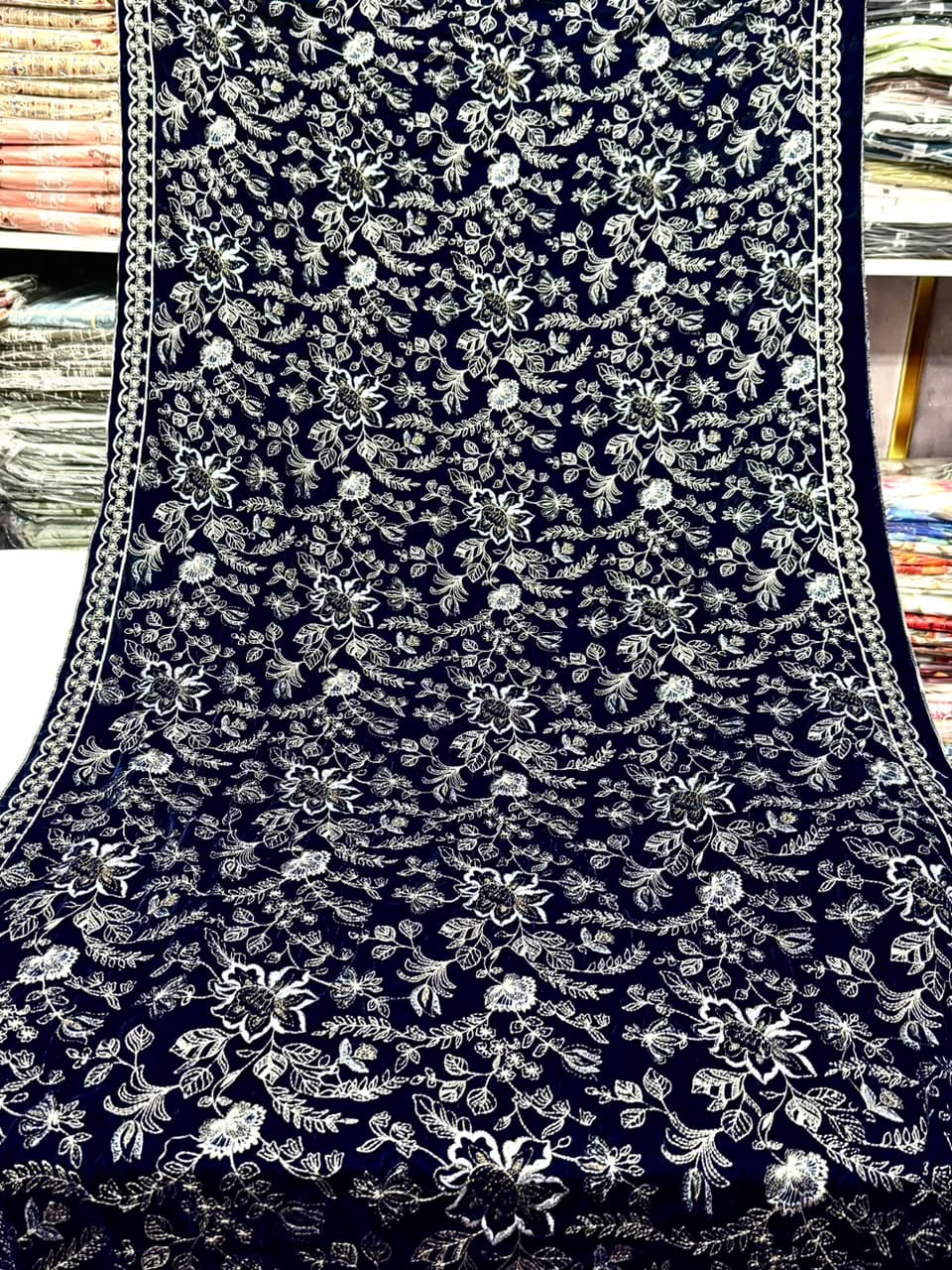 Ornate Embroidered Velvet - 3-Piece Unstitched Suit; original photograph 17, supplied unstitched.
