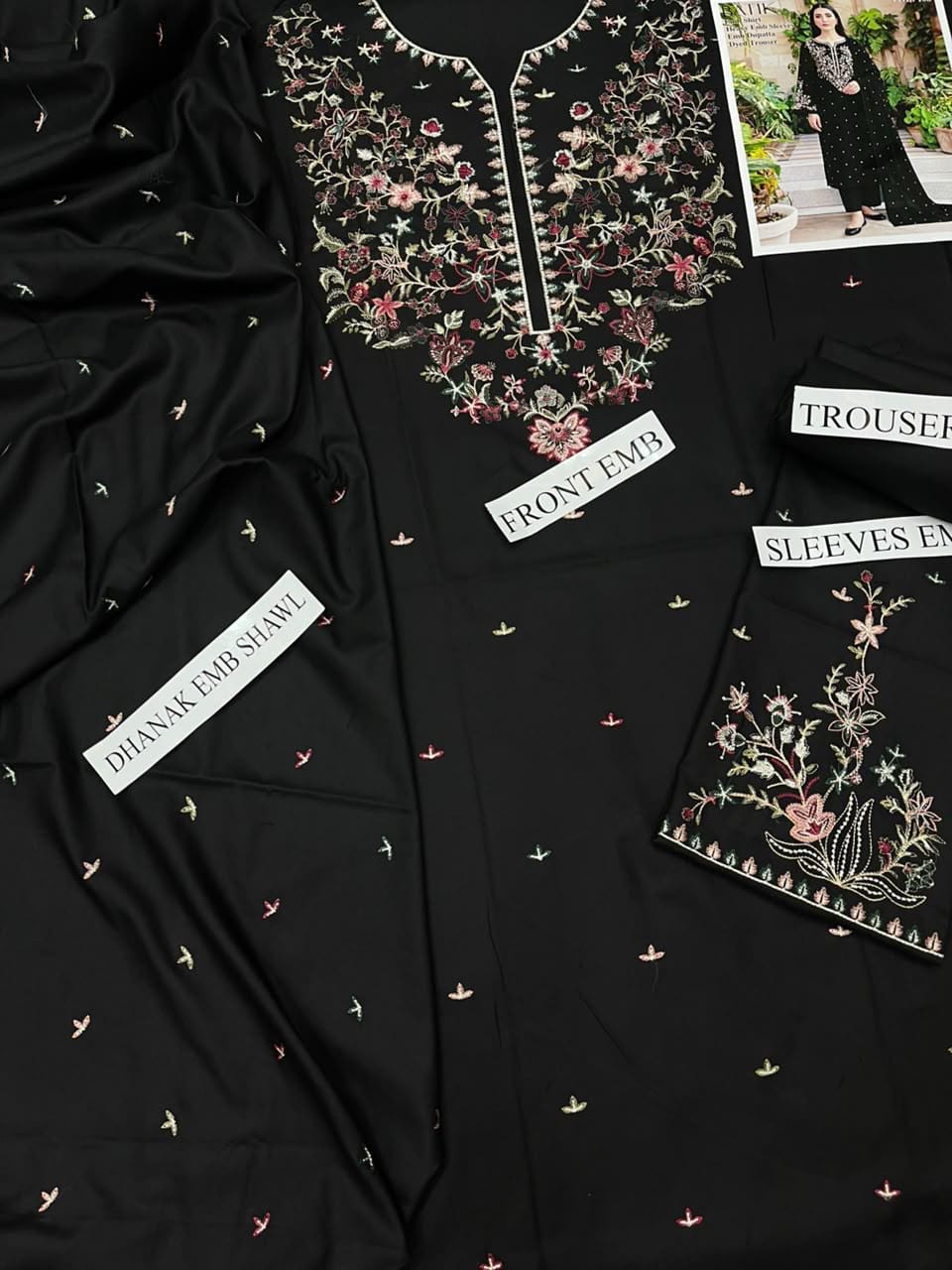 VOL-108 Floral Dhanak - 3-Piece Unstitched Suit; original photograph 4, supplied unstitched.