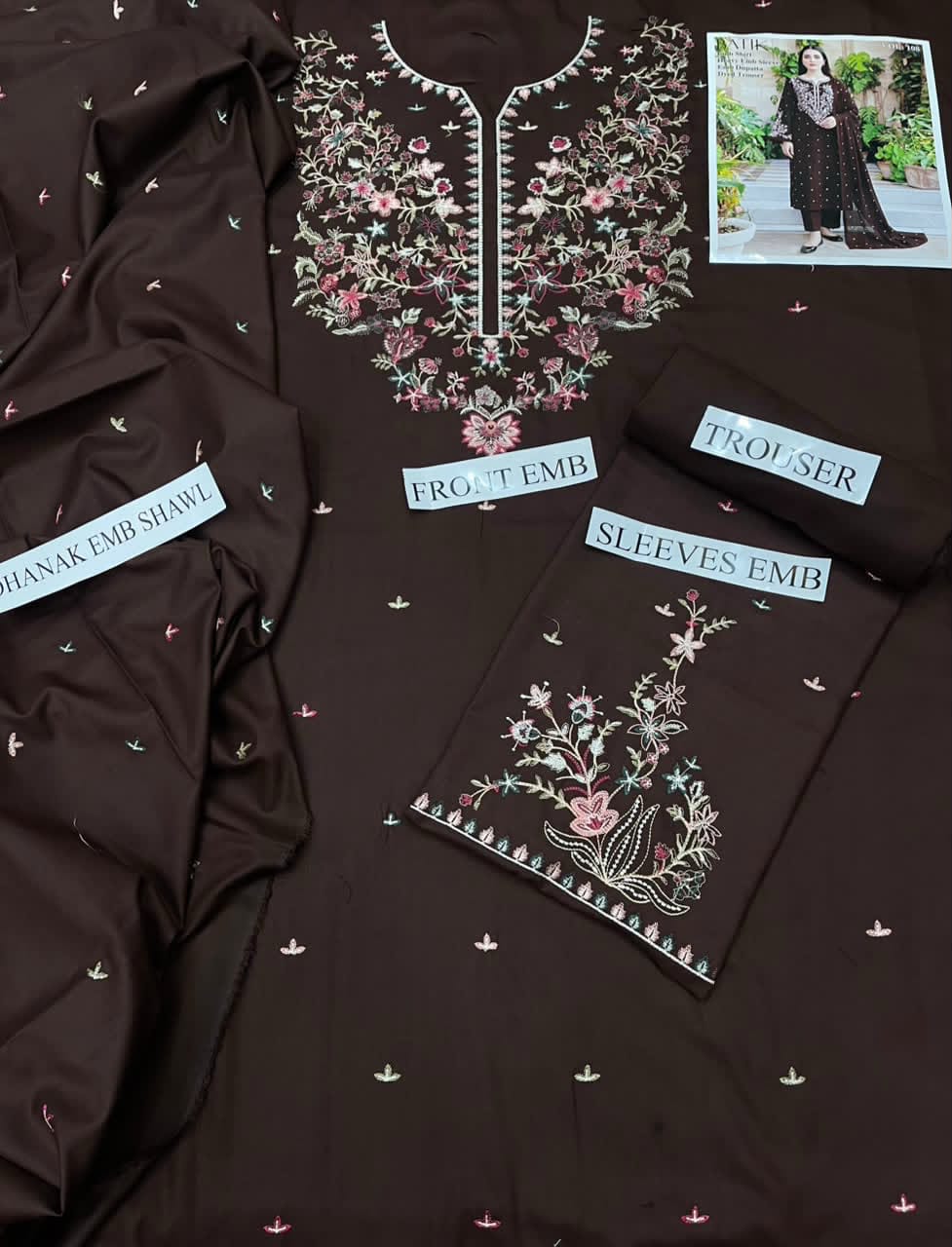 VOL-108 Floral Dhanak - 3-Piece Unstitched Suit; original photograph 5, supplied unstitched.