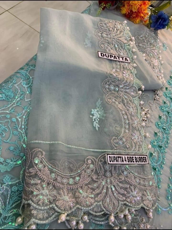 Pastel Embroidered Organza - 3-Piece Unstitched Suit; original photograph 5, supplied unstitched.