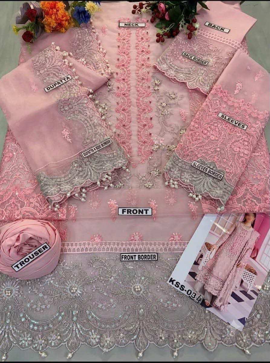 Pastel Embroidered Organza - 3-Piece Unstitched Suit; original photograph 7, supplied unstitched.