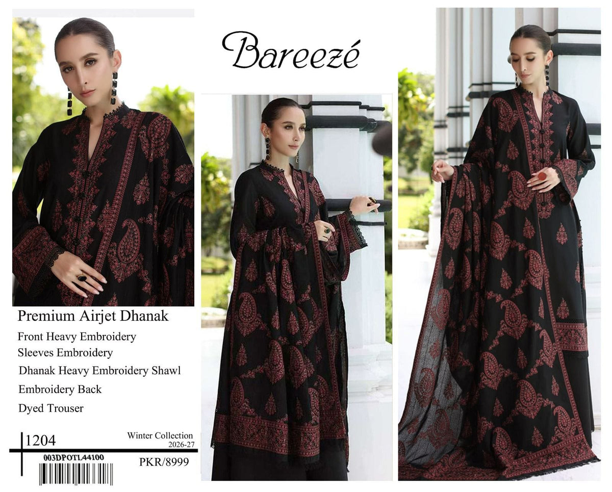 Motif Embroidered Dhanak - 3-Piece Unstitched Suit; original photograph 3, supplied unstitched.
