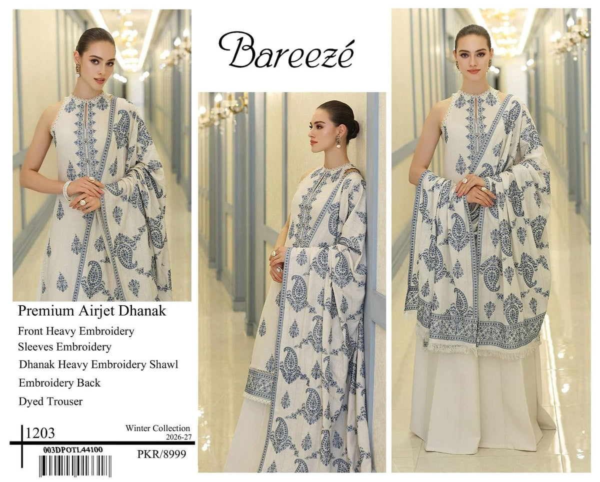 Motif Embroidered Dhanak - 3-Piece Unstitched Suit; original photograph 5, supplied unstitched.