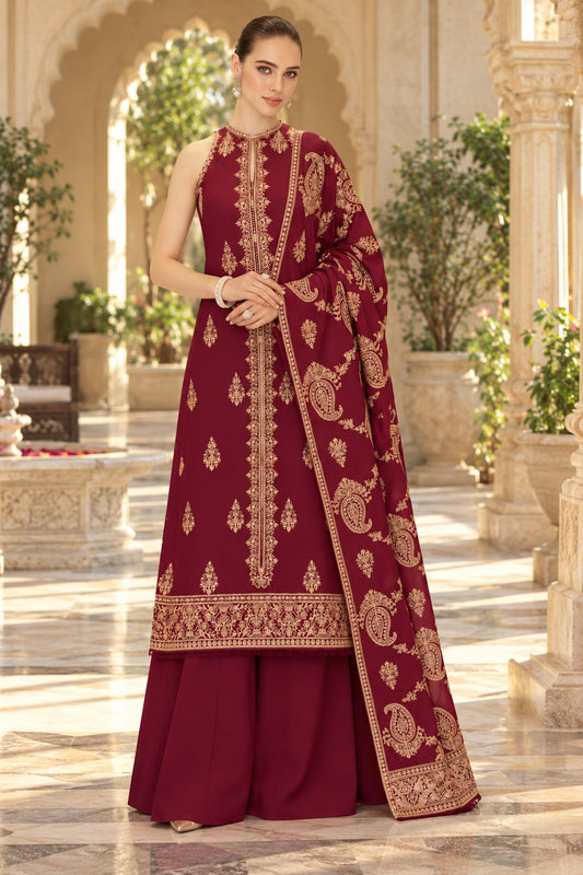 Motif Embroidered Dhanak - 3-Piece Unstitched Suit; front view showing the supplied design as a tailoring presentation.