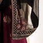 Black Chiffon & Burgundy Silk - 3-Piece Unstitched Suit; original photograph 6, supplied unstitched.