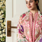 Blush embroidered Dhanak unstitched three-piece suit; original model close-up.