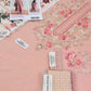 Blush embroidered Dhanak unstitched three-piece suit; supplied fabric and embroidery detail 1.