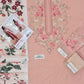 Blush embroidered Dhanak unstitched three-piece suit; supplied fabric and embroidery detail 3.
