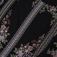 1008 Black Floral Dhanak - 3-Piece Unstitched Suit; Black Floral, actual fabric and design detail.
