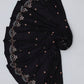 1008 Black Floral Dhanak - 3-Piece Unstitched Suit; Black Floral, actual fabric and design detail.