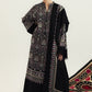9036 Black Embroidered Dhanak - 3-Piece Unstitched Suit; Black, original model view.