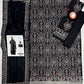 9036 Black Embroidered Dhanak - 3-Piece Unstitched Suit; Black, actual fabric and design detail.