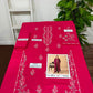 Embroidered Dhanak Two-Piece Edit - Unstitched Collection; Fuchsia Floral, actual fabric and design detail.