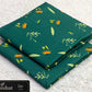 All-Over Printed Khaddar - 2-Piece Unstitched Suit; Green and Yellow Sprigs, actual fabric and design detail.