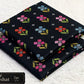 All-Over Printed Khaddar - 2-Piece Unstitched Suit; Black and Pink Geometric, actual fabric and design detail.