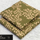 All-Over Printed Khaddar - 2-Piece Unstitched Suit; Olive and Cream Pebble, actual fabric and design detail.