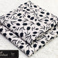 All-Over Printed Khaddar - 2-Piece Unstitched Suit; White and Black Vines, actual fabric and design detail.
