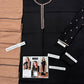 1434 Black and Taupe Dhanak - 3-Piece Unstitched Suit; Black and Taupe, actual fabric and design detail.