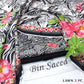 Digital Printed Lawn - 3-Piece Unstitched Collection; Black and White Rose, actual fabric and design detail.