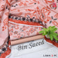 Digital Printed Lawn - 3-Piece Unstitched Collection; Peach Leaves, actual fabric and design detail.
