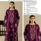 Floral Neckline Dhanak - 2-Piece Unstitched Suit; Plum Rose, original model view.
