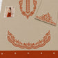 Scalloped Hem Dhanak - 2-Piece Unstitched Suit; Ivory and Rust, actual fabric and embroidery detail.