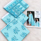 Pastel Printed Airjet Karandi - 3-Piece Unstitched Collection; Turquoise, actual fabric and design detail.