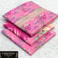 Printed Dhanak with Neckline Embroidery - 3-Piece Unstitched Collection; Pink Rose, actual fabric and design detail.