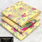 Printed Dhanak with Neckline Embroidery - 3-Piece Unstitched Collection; Yellow Rose, actual fabric and design detail.